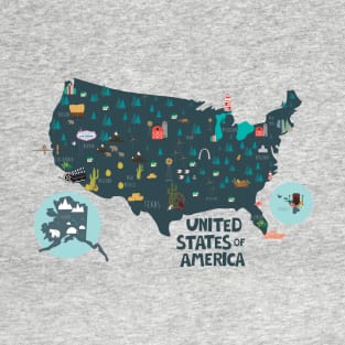 USA Illustrated Map T-Shirt